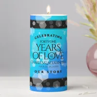 Elegant 41st Blue Topaz Wedding Anniversary Pillar Candle