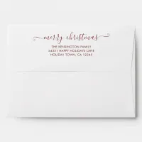 Red Simple Script Merry Christmas Return Address Envelope