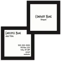 Black Border White Square Black Text Square Business Card