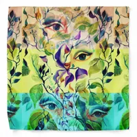 Handpainted Elegant Feminine Eyes Colorful Leaves  Bandana