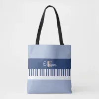 Monogram Piano Keys Musical Keyboard Music Lover Tote Bag