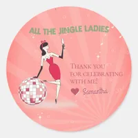 Jingle Ladies Night Out Retro Disco Ball Holiday Classic Round Sticker