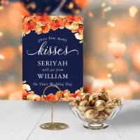 Navy Blue Golden Poppy How Many Kisses Sign Invitation