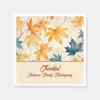 Maple Leaves Thankful Thanksgiving Brunch Dinner Napkins