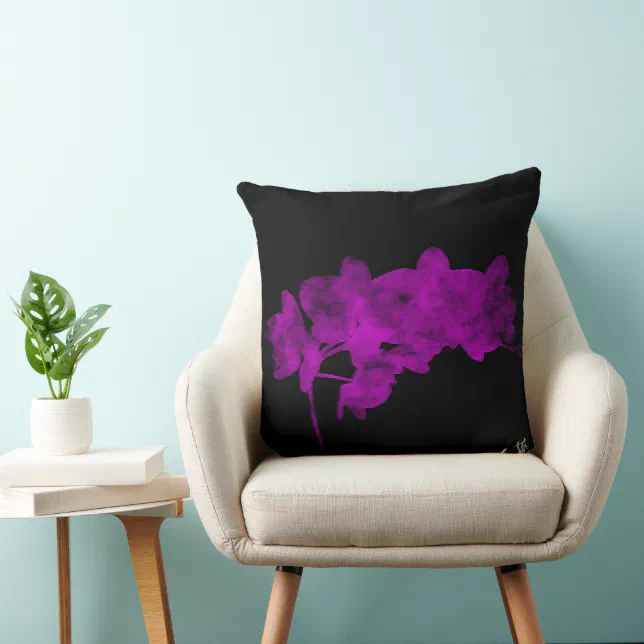 Orchid shadow on a dark background throw pillow