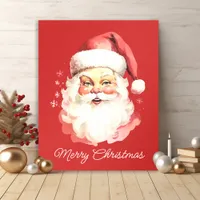 Red Vintage Retro Santa Claus Merry Christmas Acrylic Photo Tile