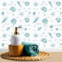 Shells Starfish Sun Fun Text Teal ID918  Wallpaper