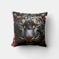 Cute Majestic Black Tiger Portrait  Throw Pillow