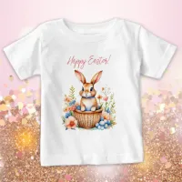 Sweet Vintage Happy Easter Bunny Rabbit  Baby T-Shirt