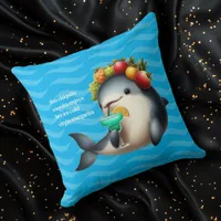 Cute Chiquita Vaquita Enjoying a Virgin Margarita Throw Pillow