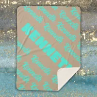 Personalized Boy Name in Turquoise| Sherpa Blanket