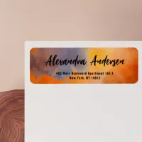 Artistic Modern Orange Watercolor Return Address Label