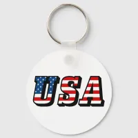 USA Flag Text Keychain