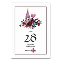 Boho Burgundy and Navy Wine Tasting Table Number