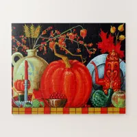 Autumn Festive Antique Painting Pumpkin Decoration Jigsaw Puzzle