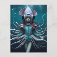 Squid Fashions AI Generated Art Postcard