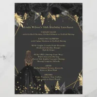 Elegant Black Gold Floral Princess Menu