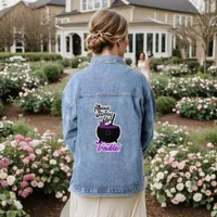 Stirring Up Trouble Cauldron Halloween Slogan Denim Jacket