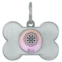 *~* Black Gray Mandala Pink Heart Chakra Pet ID Tag