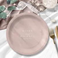 Modern Watercolor Wedding Rose Gold ID816 Paper Plates