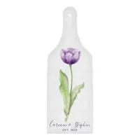 Minimalist Deep Purple Single Tulip Wedding Cutting Board