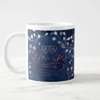 Watercolor Snowdrops Wedding Navy/Copper ID726 Giant Coffee Mug