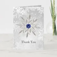 silver royal blue snowflakes wedding Thank You