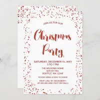 White and Red confetti Modern Christmas Party Invitation