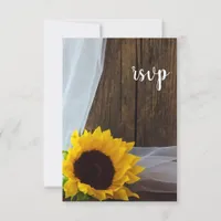 Rustic Yellow Sunflower Barn Wood Wedding RSVP