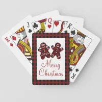 Merry Christmas Red & Black Plaid Gingerbread Poker Cards