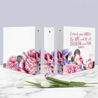Girly Personalized Christian Bible Verse Floral 3 Ring Binder