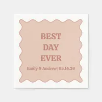 Best Day Ever Neutral Peach Muted Rose Wedding  Napkins