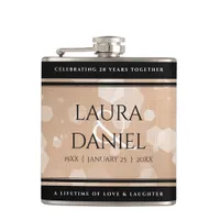 Elegant 28th Linen Wedding Anniversary Celebration Flask