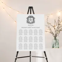 Elegant Crest Monogram Wedding Seating Chart Foam Board