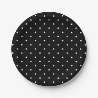 Simple & Classy White Spots on Black Paper Plates