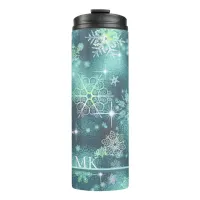 Prettiest Snowflakes Pattern Teal ID846  Thermal Tumbler