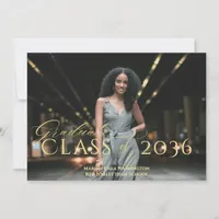 Trendy Gold Script Photo Graduation Announcement