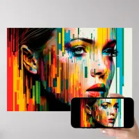 Woman's Face Made of Color Bars Portrait Poster