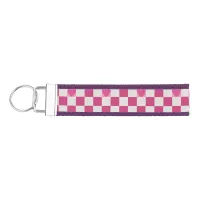 Pink Checkers & Hearts  Wrist Keychain