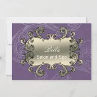 elegant purple flourish Business Thank You Cards