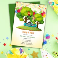 Jump And Play Kids Trampoline Birthday Party Invitation