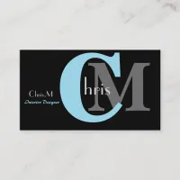 Customizable Blue Monogram Business Cards