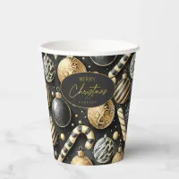 Black Gold Christmas Pattern#12 ID1009 Paper Cups
