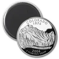 Faux Colorado State Quarter Rocky Mountains Trees Magnet