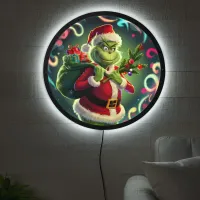 Grinch plans a mischievous holiday night LED sign