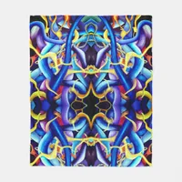 Linear Playful Bold Contemporary Blue Abstract  Fleece Blanket