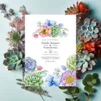 Trendy Succulent Floral Wedding Invitation