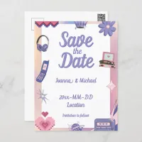 Y2K Pink Purple 2000s Retro Tech Save the Date Postcard