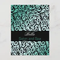 trendy damask aqua business ThankYou Cards