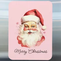 Vintage Retro Santa Claus Pink Merry Christmas Magnet